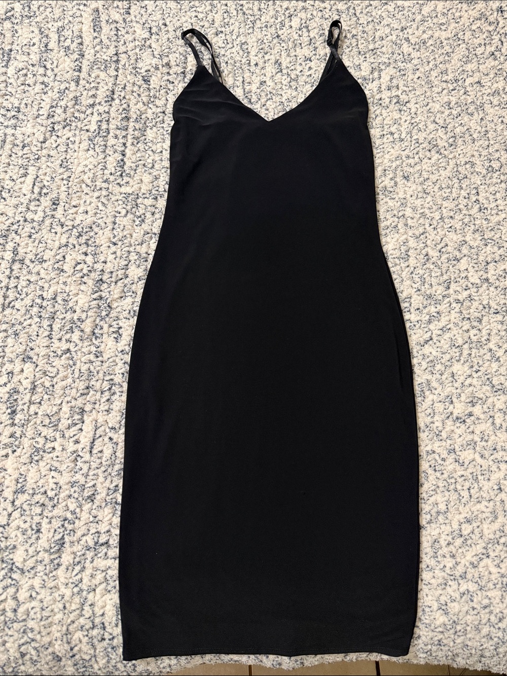Mind Code Black V-Neck Slip Midi Dress